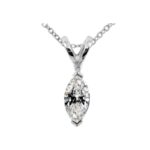 18ct White Gold Marquise Cut Diamond Pendant 0.40ct