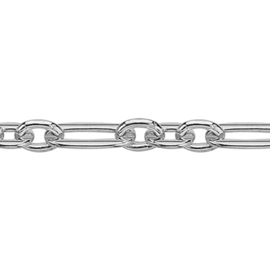 Sterling Silver 7.5inch Hammered Figaro Bracelet