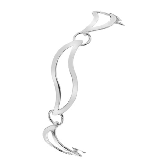 Sterling Silver 7.5inch Wave Design Fancy Bracelet