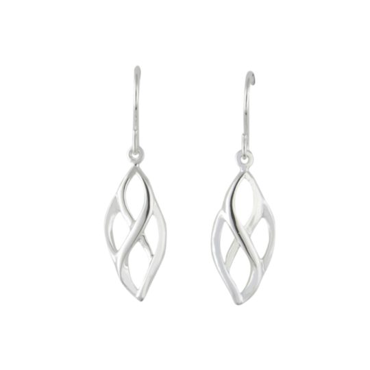 Sterling Silver Interlocking Leaf Design Drop Earrings