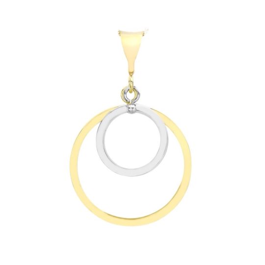 9ct Yellow & White Gold Circle Drop Pendant