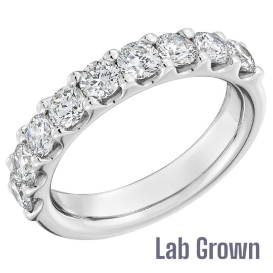 Lab Grown Diamond Platinum Brilliant Cut Micro Claw Set Half Eternity Ring 1.50ct