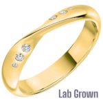 Lab Grown Diamond 9ct Yellow Gold Brilliant Cut Twist Wedding Ring 0.09ct