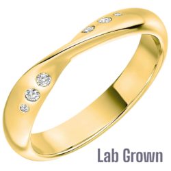 Lab Grown Diamond 9ct Yellow Gold Brilliant Cut Twist Wedding Ring 0.09ct