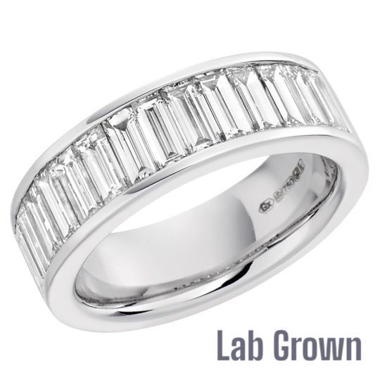 Lab Grown Diamond Platinum Baguette Cut Channel Set Half Eternity Ring 2.00ct