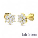 Lab Grown 9ct Yellow Gold Brilliant Cut Diamond Flower Cluster Stud Earrings 0.88ct