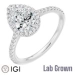 Lab Grown Platinum Pear Shape Diamond Halo Engagement Ring 1.40ct