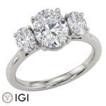 Lab-Grown Platinum Oval Cut Diamond Trilogy Engagement Ring 2.30ct