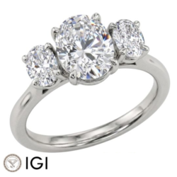 Lab-Grown Platinum Oval Cut Diamond Trilogy Engagement Ring 2.30ct