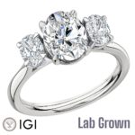 Lab Grown Platinum Oval Cut Diamond Trilogy Engagement Ring 2.30ct