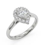 Platinum Pear Shape Diamond Halo Engagement Ring 0.90ct