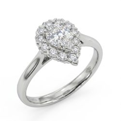 Platinum Pear Shape Diamond Halo Engagement Ring 0.90ct