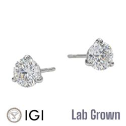 Lab Grown 18ct White Gold Brilliant Cut Diamond Stud Earrings 2.00ct