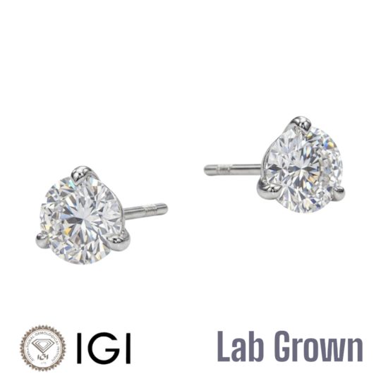 Lab Grown 18ct White Gold Brilliant Cut Diamond Stud Earrings 2.00ct