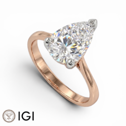 Lab-Grown 18ct Rose Gold Pear Shape Diamond Solitaire Engagement Ring 2.50ct