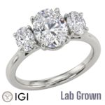 Lab Grown Platinum Oval Cut Diamond Trilogy Engagement Ring 2.30ct