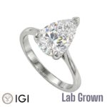 Lab Grown Platinum Pear Shape Diamond Solitaire Engagement Ring 2.50ct