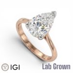 Lab Grown 18ct Rose Gold Pear Shape Diamond Solitaire Engagement Ring 2.50ct