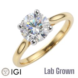 Lab Grown 18ct Yellow Gold Brilliant Cut Diamond Solitaire Engagement Ring 2.00ct