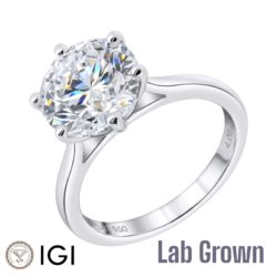 Lab Grown Platinum Brilliant Cut Diamond Solitaire Engagement Ring 4.00ct