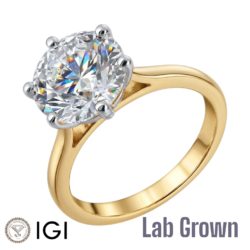 Lab Grown 18ct Yellow Gold Brilliant Cut Diamond Solitaire Engagement Ring 4.00ct