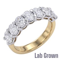 Lab Grown 18ct Yellow Gold Oval Cut Diamond Seven Stone Eternity Ring 2.15ct