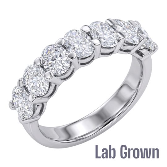 Lab Grown Platinum Oval Cut Diamond Seven Stone Eternity Ring 2.15ct