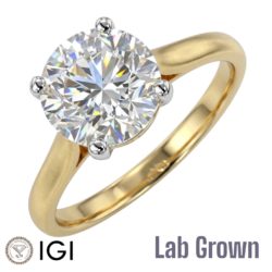 Lab Grown 18ct Yellow Gold Brilliant Cut Diamond Solitaire Engagement Ring 3.30ct