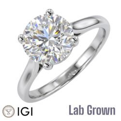 Lab Grown Platinum Brilliant Cut Diamond Solitaire Engagement Ring 3.30ct