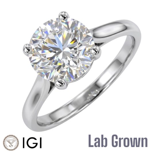 Lab Grown Platinum Brilliant Cut Diamond Solitaire Engagement Ring 3.30ct
