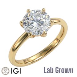 Lab Grown 18ct Yellow Gold Brilliant Cut Diamond Solitaire Engagement Ring 2.00ct