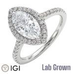 Lab Grown Platinum Marquise Cut Diamond Halo Engagement Ring 2.54ct