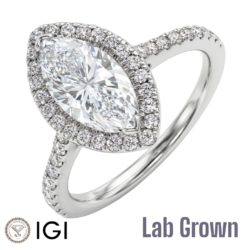 Lab Grown Platinum Marquise Cut Diamond Halo Engagement Ring 2.54ct