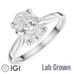 Lab Grown Platinum Oval Cut Diamond Solitaire Engagement Ring 2.00ct