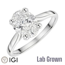 Lab Grown Platinum Oval Cut Diamond Solitaire Engagement Ring 2.00ct