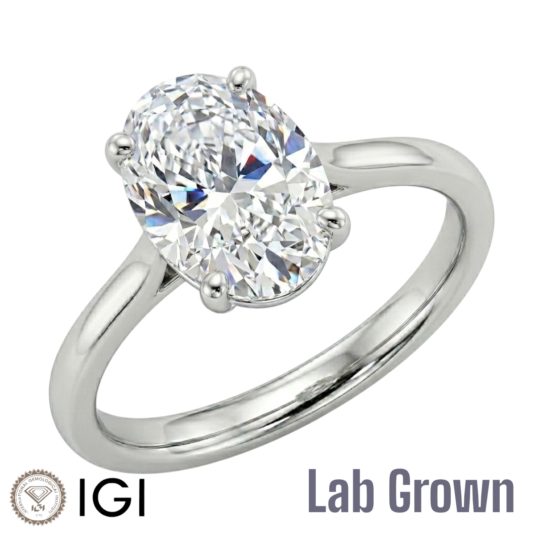 Lab Grown Platinum Oval Cut Diamond Solitaire Engagement Ring 1.50ct
