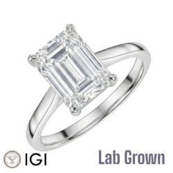Lab Grown Emerald Cut Diamond Solitaire Engagement Ring 4.00ct