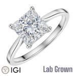 Lab Grown Platinum Princess Cut Diamond Solitaire Engagement Ring 3.00ct