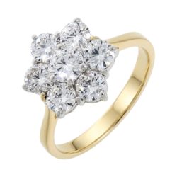 18ct Yellow Gold Brilliant Cut Diamond Flower Cluster Ring 1.50ct