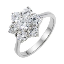 Platinum Brilliant Cut Diamond Flower Cluster Ring 1.50ct