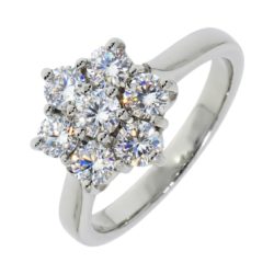 Platinum Brilliant Cut Diamond Flower Cluster Ring 1.00ct