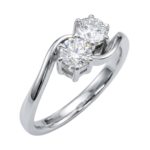 Platinum Brilliant Cut Diamond Two Stone Twist Engagement Ring 0.30ct