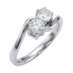 Platinum Brilliant Cut Diamond Two Stone Twist Engagement Ring 0.30ct