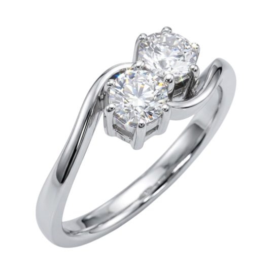 Platinum Brilliant Cut Diamond Two Stone Twist Engagement Ring 0.30ct