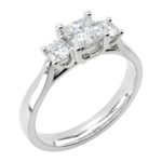 Platinum Princess Cut & Brilliant Cut Diamond Trilogy Engagement Ring 0.80ct