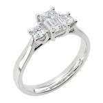 Platinum Emerald Cut & Brilliant Cut Diamond Trilogy Engagement Ring 0.92ct