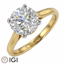 Lab-Grown 18ct Yellow Gold Brilliant Cut Diamond Solitaire Engagement Ring 3.30ct