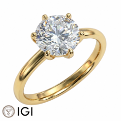 Lab-Grown 18ct Yellow Gold Brilliant Cut Diamond Solitaire Engagement Ring 2.00ct