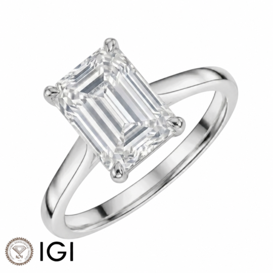 Lab-Grown Emerald Cut Diamond Solitaire Engagement Ring 4.00ct