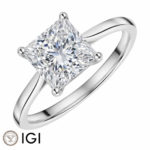 Lab-Grown Platinum Princess Cut Diamond Solitaire Engagement Ring 3.00ct